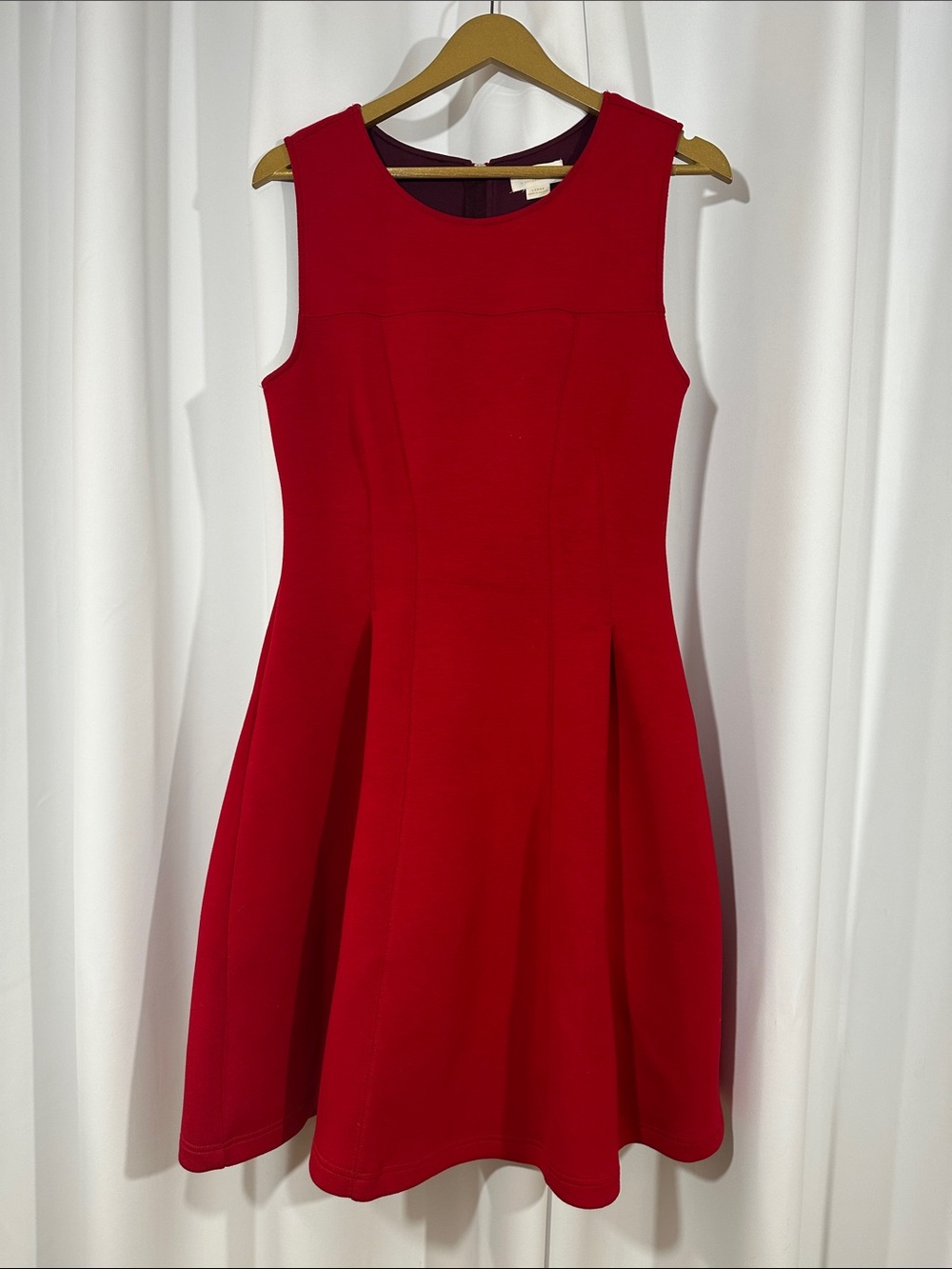 Anthropologie Maeve Red Fit & Flare Dress Large Sleeveless Ponte